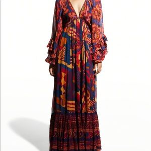 Farm Rio “Blue Abstract Patches Maxi Dress” NWT size XL